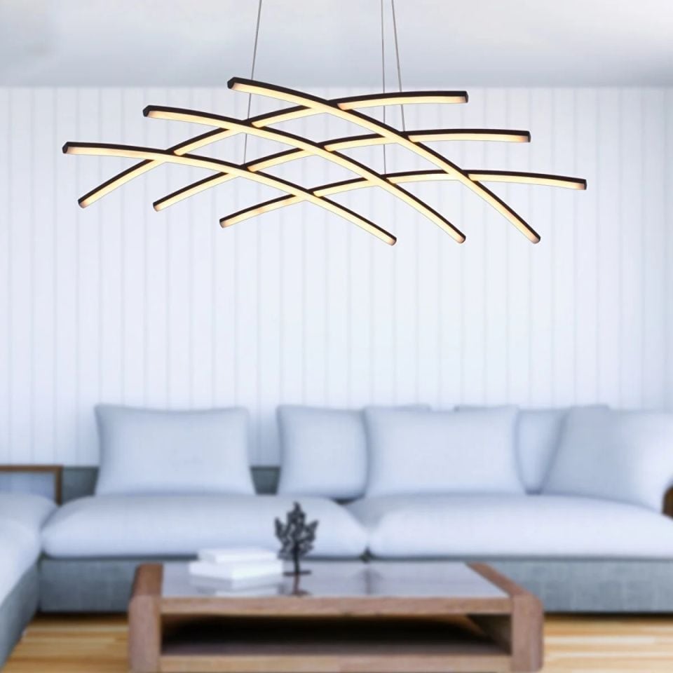Yıldız Modern Avize LED 54W 75x75cm Alüminyum Profil Siyah Dorbien-EV-10379-4BSY