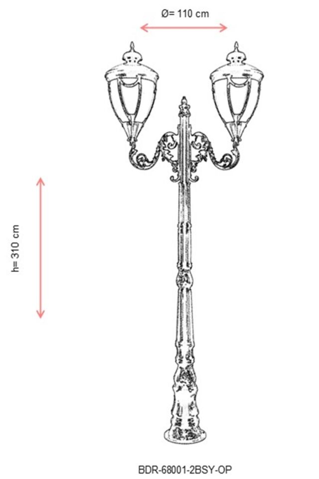 Bahçe Direkleri E27 24W 110cm Alüminyum Siyah Dorbien-BDR-68001-2BSY-OP