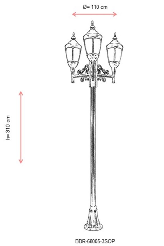 Bahçe Direkleri E27 36W 110cm Alüminyum Sarı/Siyah Dorbien-BDR-68005-3SOP