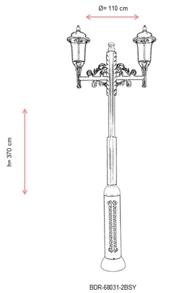 Bahçe Direkleri E27 24W 110cm Alüminyum Sarı/Siyah Dorbien-BDR-68031-2BSY