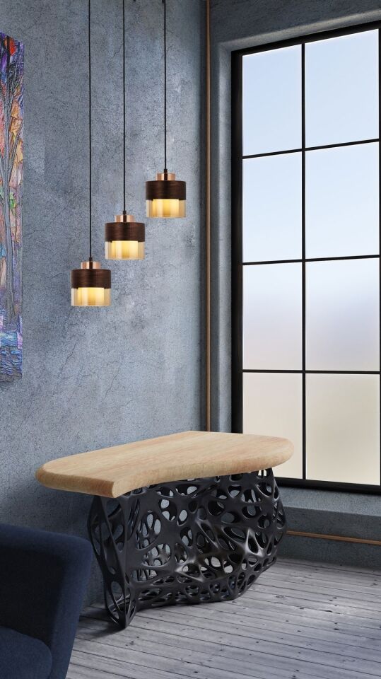 Cabin Modern Avize E27 36W 70x15cm Metal Bakır Patina Avonni-AV-4288-3Y-CPR