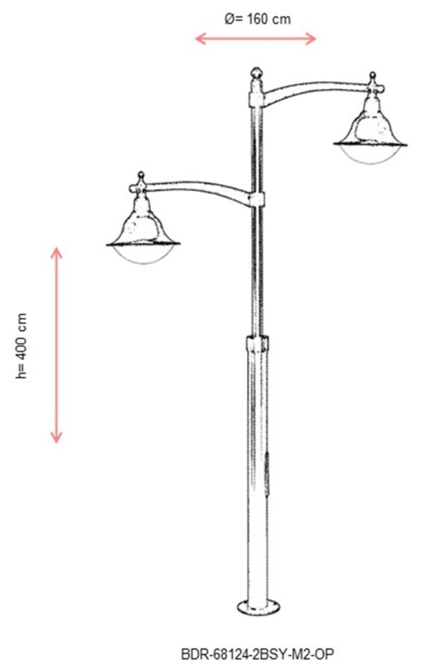 Bahçe Direkleri E27 24W 160cm Çelik Boru Siyah Dorbien-BDR-68124-2BSY-M2-OP