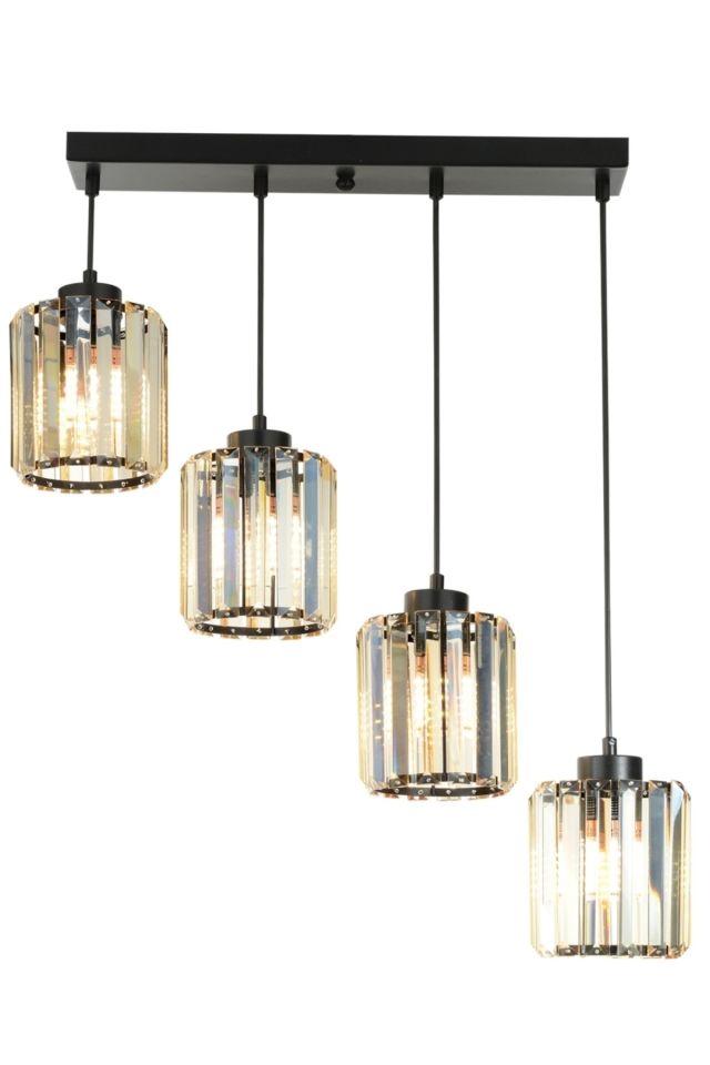 Bottle Modern Avize E27 48W 40x12cm Metal Siyah Dorbien-FZ-7383-4S-BSY