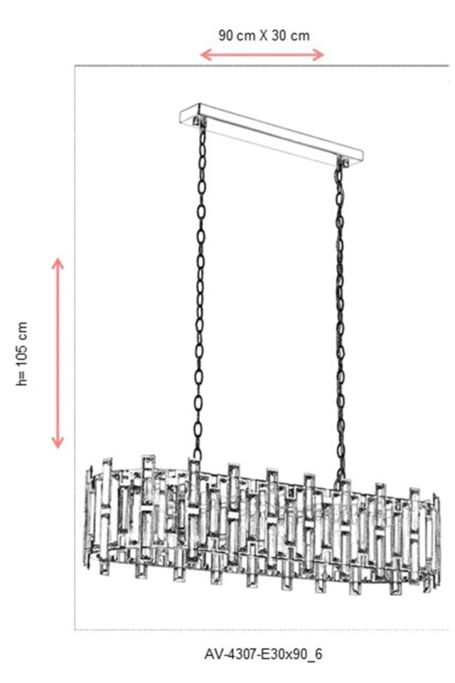 Collar Klasik Avize E14 78W 90x30cm Metal Eskitme Avonni-AV-4307-E30X90