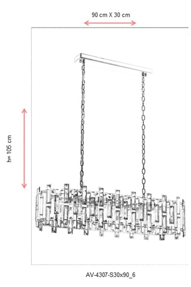 Collar Klasik Avize E14 78W 90x30cm Metal Sarı Avonni-AV-4307-S30X90