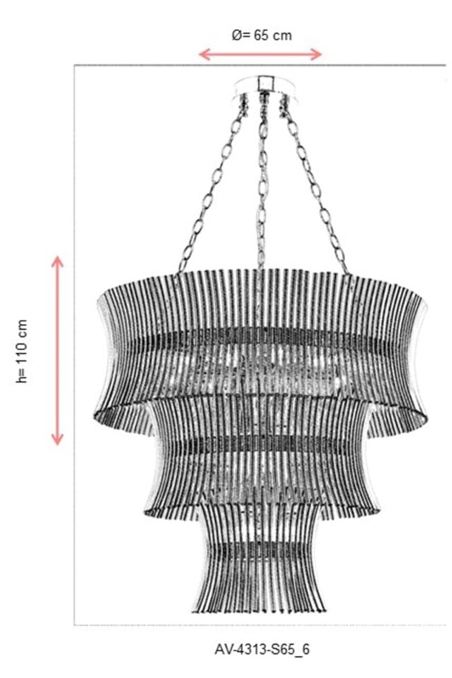 Ribs Modern Avize E14 126W 65cm Metal Sarı Avonni-AV-4313-S65