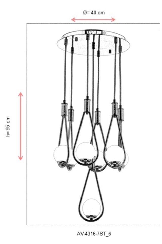 Drop Modern Avize G9 35W 40cm Metal Sarı Avonni-AV-4316-7ST