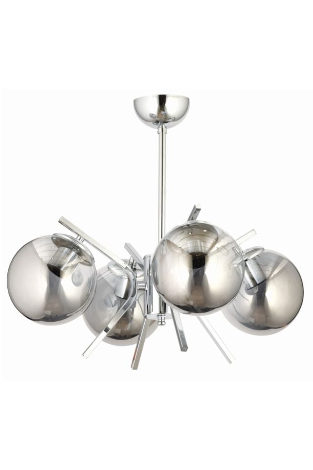Şeffaf Modern Avize E27 48W 47cm Metal Krom Dorbien-FZ-7392-4K