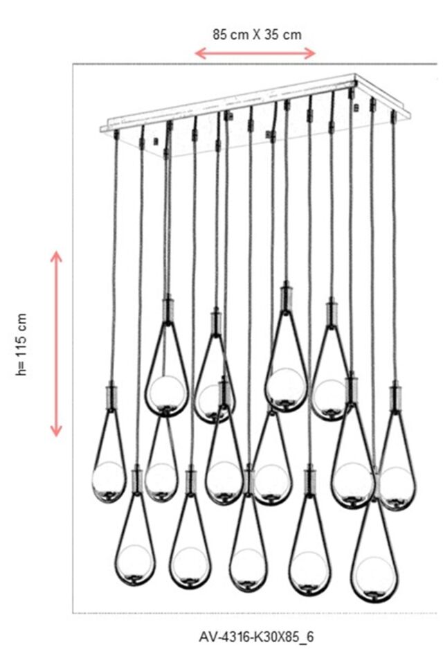 Drop Modern Avize G9 75W 85x35cm Metal Krom Avonni-AV-4316-K30X85