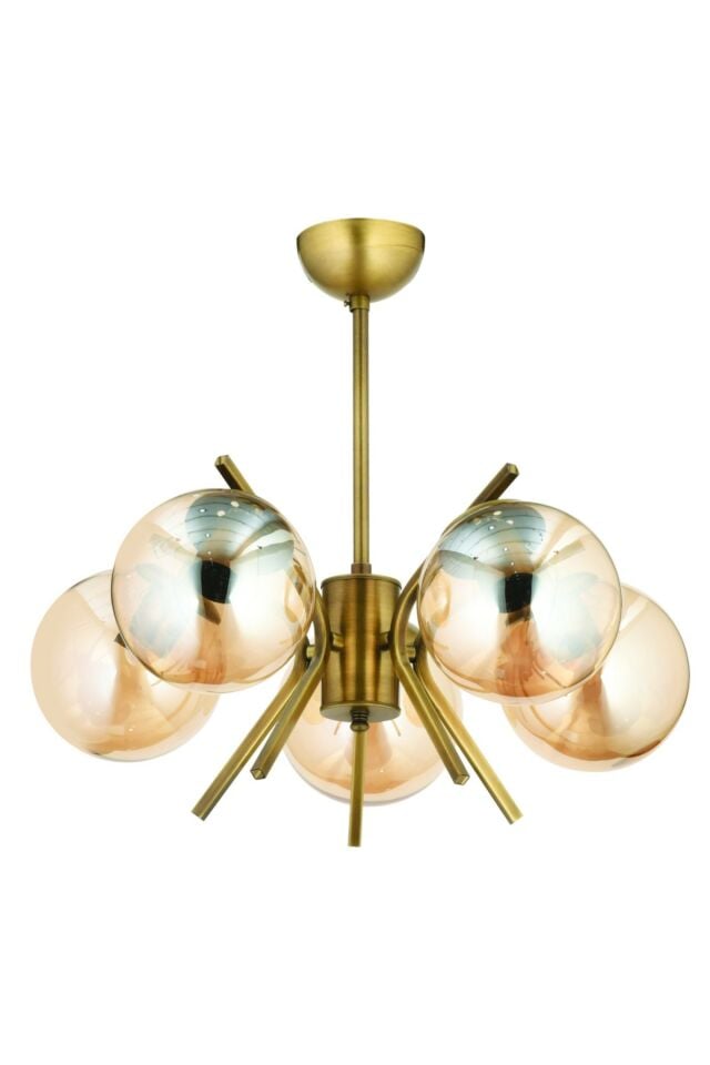 Şeffaf Modern Avize E27 60W 47cm Metal Eskitme Dorbien-FZ-7392-5E