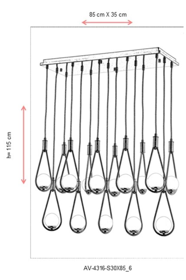 Drop Modern Avize G9 75W 85x35cm Metal Sarı Avonni-AV-4316-S30X85