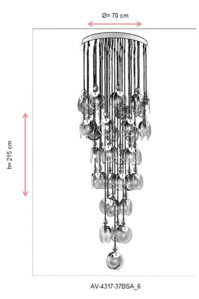 Gypsy Modern Avize E27 444W 70cm Metal Sarı Avonni-AV-4317-37BSA