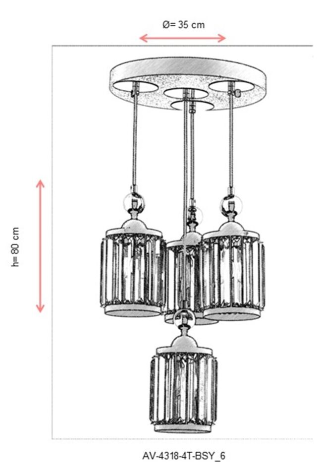 Birds Modern Avize E27 48W 35cm Metal Siyah Avonni-AV-4318-4T-BSY