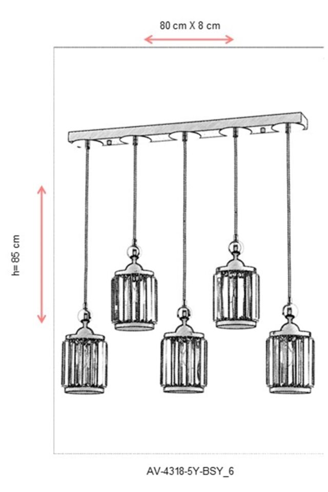 Birds Modern Avize E27 60W 80x8cm Metal Siyah Avonni-AV-4318-5Y-BSY