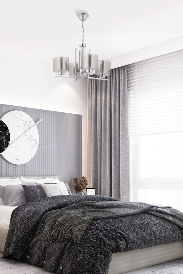 Silindir Modern Avize E27 48W 50cm Metal Krom Dorbien-FZ-7395-4K