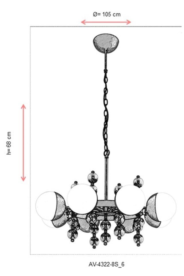 Dönüm Modern Avize E27 96W 105cm Metal Sarı Avonni-AV-4322-8S